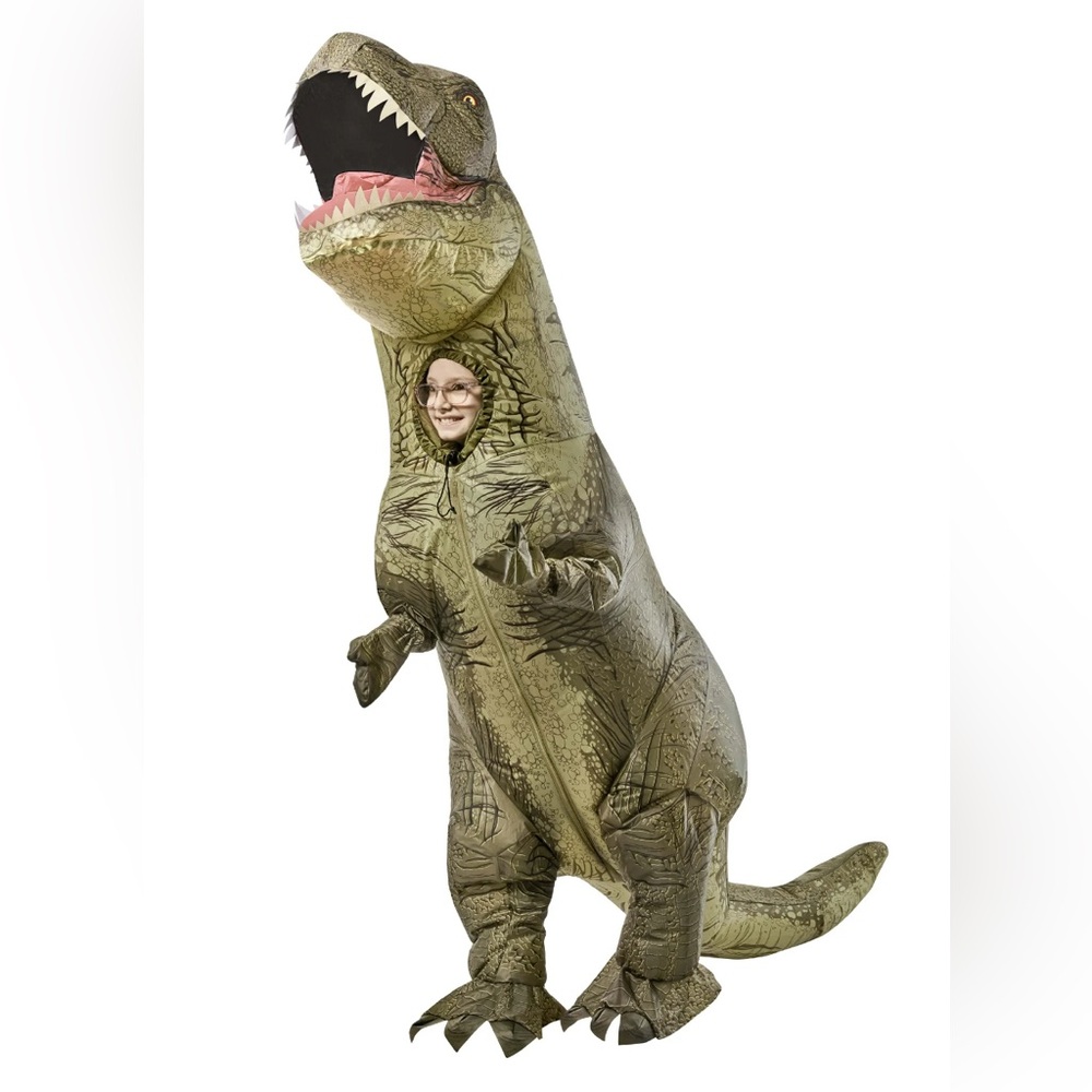 Rubies boys one size inflatable T. rex. Box has been opened but costume is new.